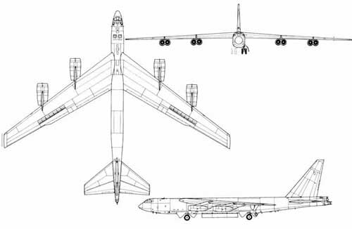 Boeing b-52 stratofortress informatin history usaf 3view