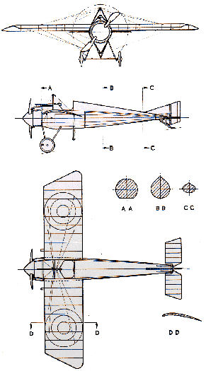 three views of the Morane-Saulnier N