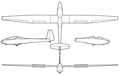 Three views of the Duster-Sailplane